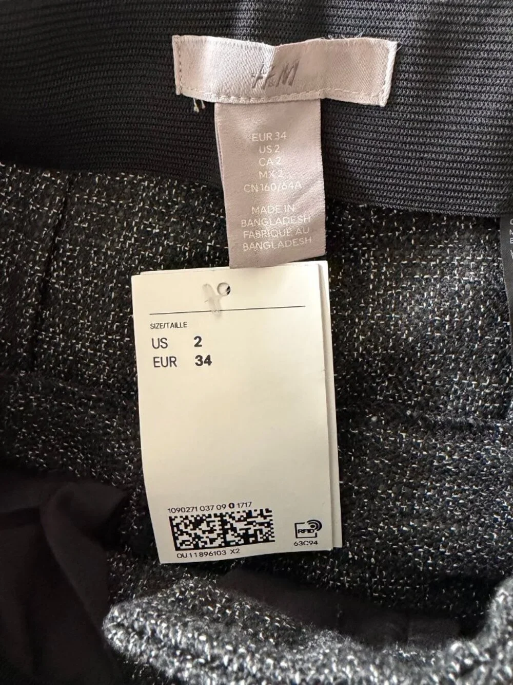 NWT H&M WIDE LEG PANTS IN BLACK MELANGE SIZE 2